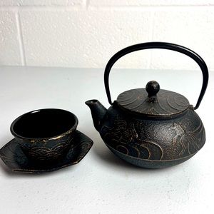 Cast Iron Tea Pot and Teacup with Saucer from Teavana